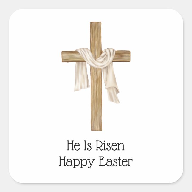 Shroud of Turin Easter Cross Religious Christian Square Sticker (Front)