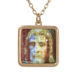 Shroud of Turin Face Jesus Christ Gold Plated Necklace