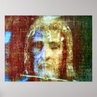 Shroud of Turin Real Face Jesus Christ Colourized Poster
