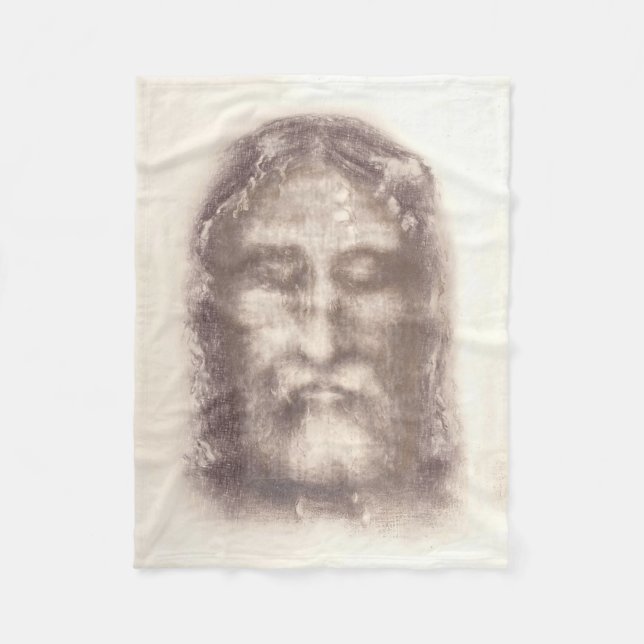 Shroud of Turin (Turin Shroud) Jesus Christ Face Fleece Blanket (Front)