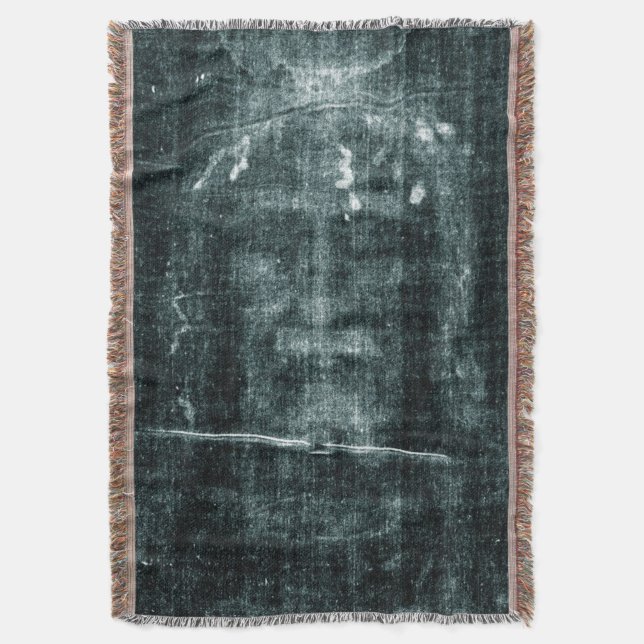 Shroud of Turin (Turin Shroud) Jesus Christ Face Throw Blanket (Front Vertical)