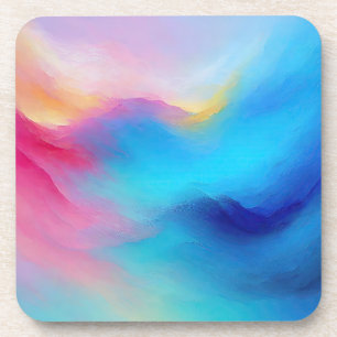 “Shroudglen” Pink and Blue Landscape Seascape.  Coaster