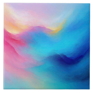 “Shroudglen” Pink and Blue Landscape Seascape.  Tile