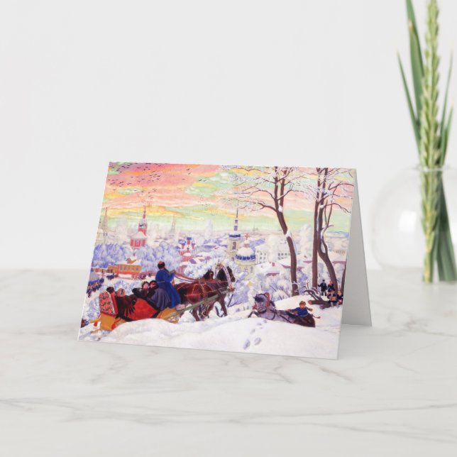 "Shrovetide" by Boris Kustodiev. Christmas Cards (Front)