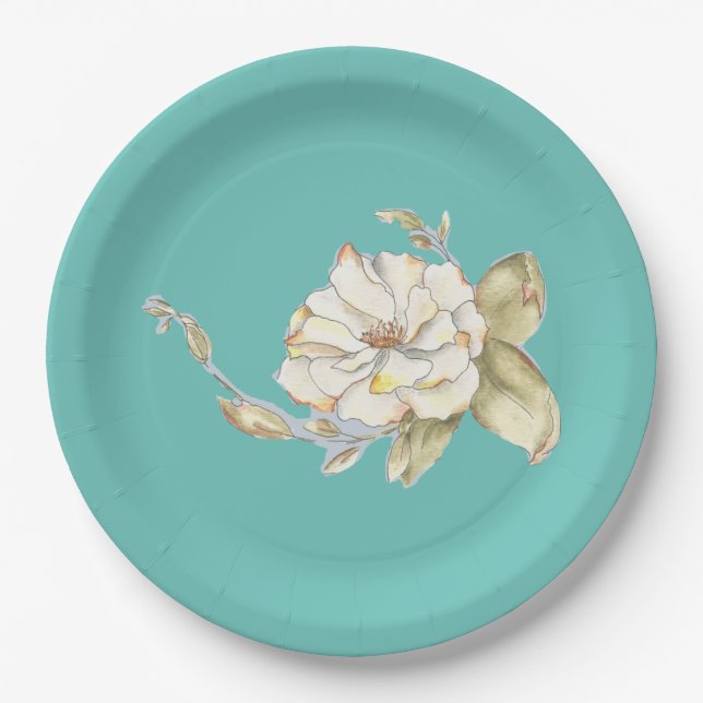 Shrub Rose (blue) on a Paper Plate 9" (Front)