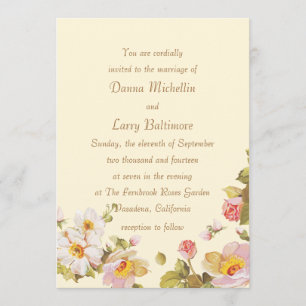 Shrub Roses Cornsilk Wedding Invitation