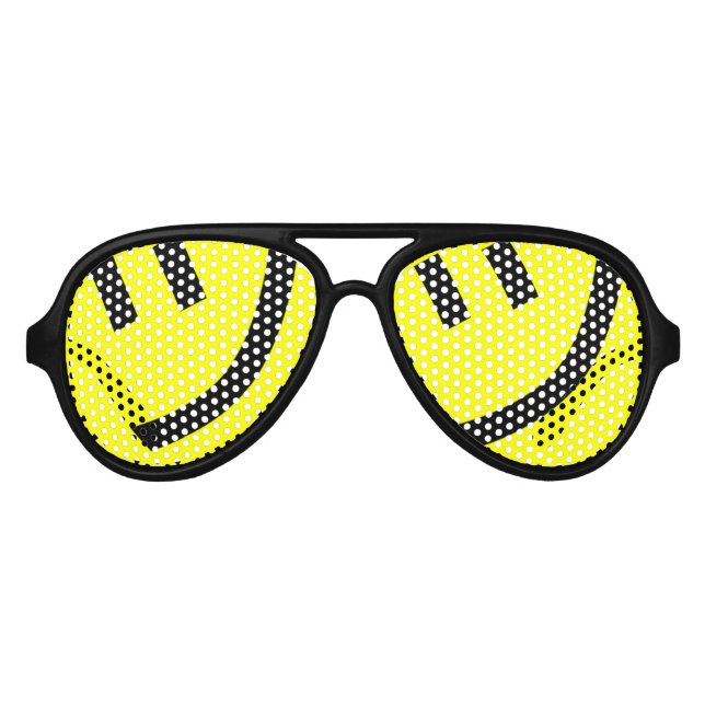 Shrug Emoticon ¯\_(ツ)_/¯ Japanese Kaomoji Aviator Sunglasses (Front)