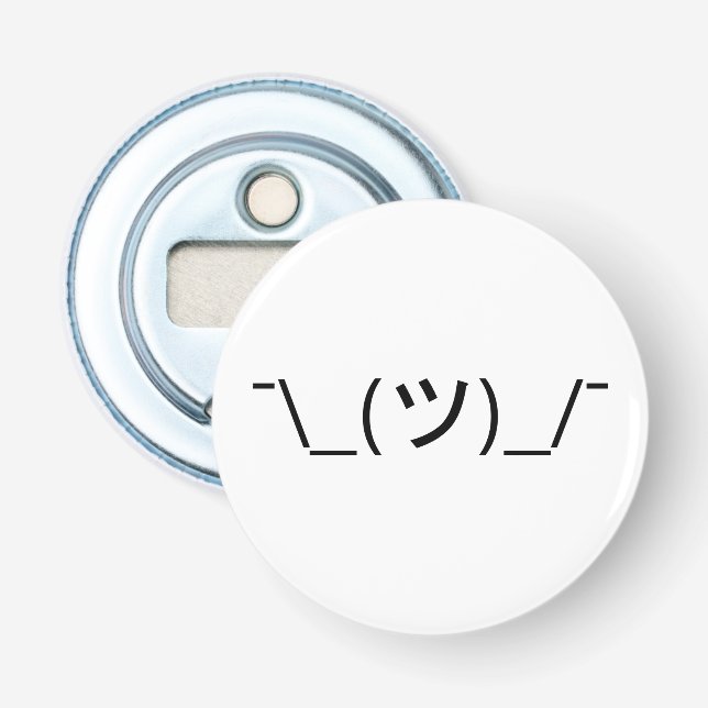 Shrug Emoticon ¯\_(ツ)_/¯ Japanese Kaomoji Bottle Opener (Front)
