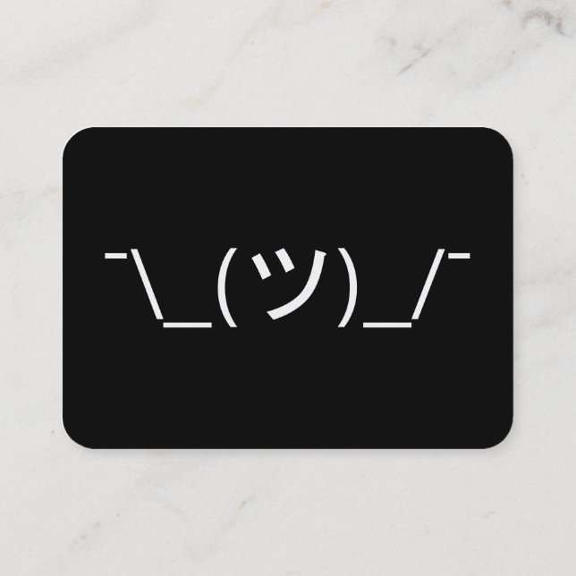 Shrug Emoticon ¯\_(ツ)_/¯ Japanese Kaomoji Business Card (Back)