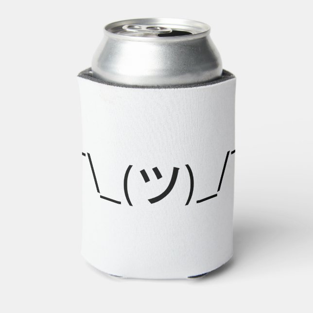 Shrug Emoticon ¯\_(ツ)_/¯ Japanese Kaomoji Can Cooler (Can Back)