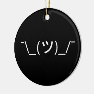 Shrug Emoticon ¯\_(ツ)_/¯ Japanese Kaomoji Ceramic Tree Decoration
