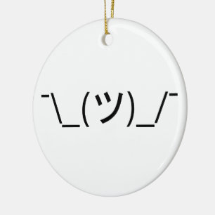 Shrug Emoticon ¯\_(ツ)_/¯ Japanese Kaomoji Ceramic Tree Decoration