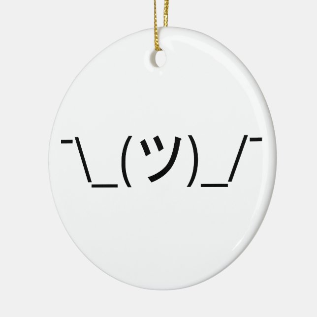 Shrug Emoticon ¯\_(ツ)_/¯ Japanese Kaomoji Ceramic Tree Decoration (Left)