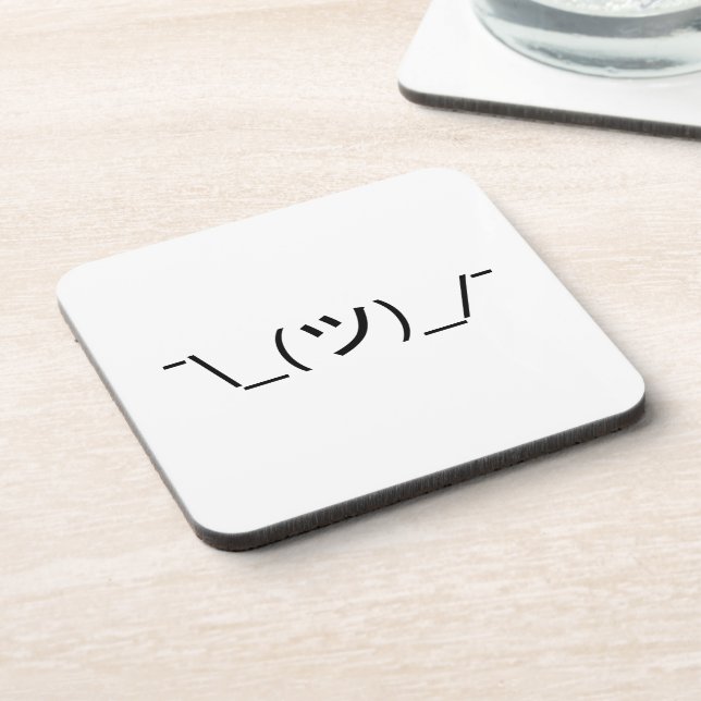 Shrug Emoticon ¯\_(ツ)_/¯ Japanese Kaomoji Coaster (Left Side)