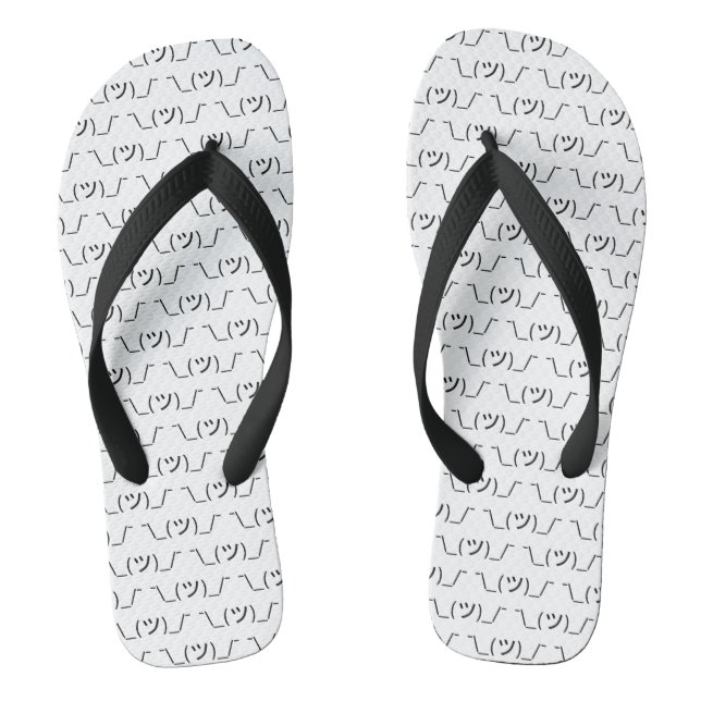 Shrug Emoticon ¯\_(ツ)_/¯ Japanese Kaomoji Flip Flops (Footbed)