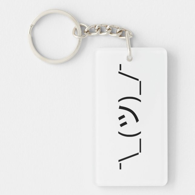 Shrug Emoticon ¯\_(ツ)_/¯ Japanese Kaomoji Key Ring (Front)