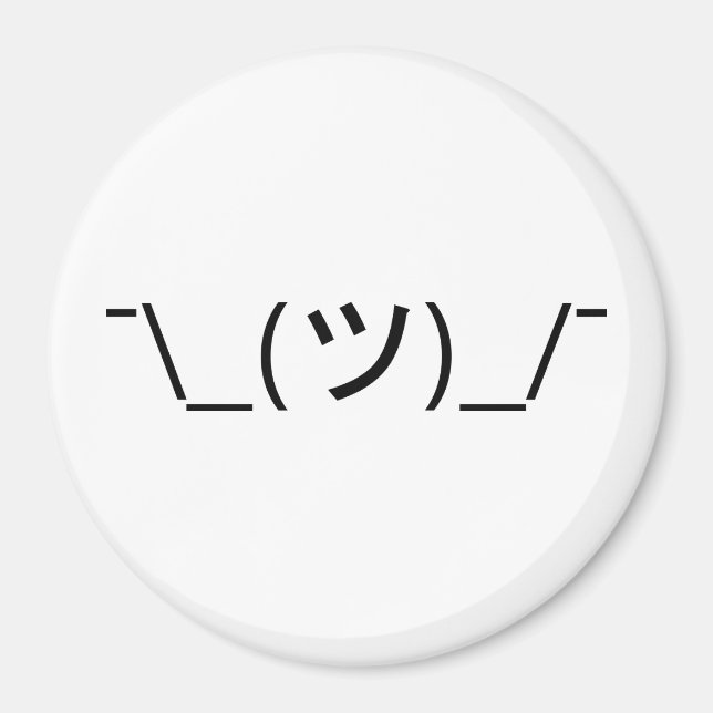 Shrug Emoticon ¯\_(ツ)_/¯ Japanese Kaomoji Magnet (Front)
