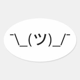 Shrug Emoticon ¯\_(ツ)_/¯ Japanese Kaomoji Oval Sticker