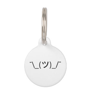 Shrug Emoticon ¯\_(ツ)_/¯ Japanese Kaomoji Pet Tag