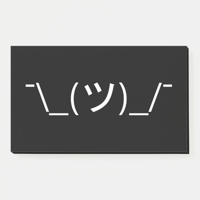 Shrug Emoticon ¯\_(ツ)_/¯ Japanese Kaomoji Post-it Notes (Front)