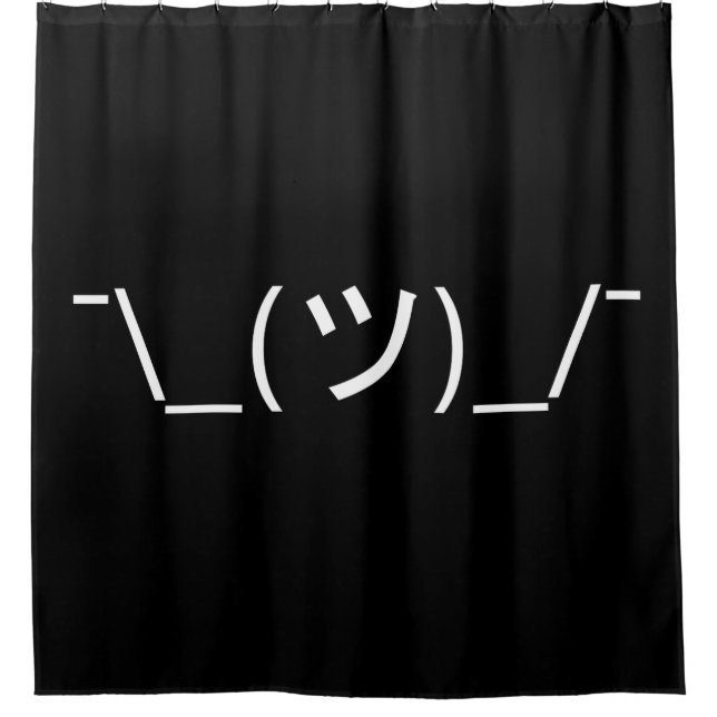 Shrug Emoticon ¯\_(ツ)_/¯ Japanese Kaomoji Shower Curtain (Front)