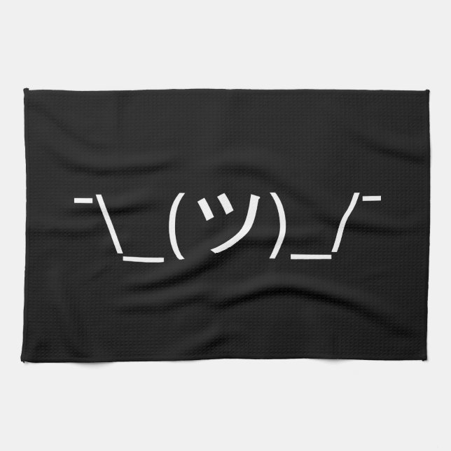 Shrug Emoticon ¯\_(ツ)_/¯ Japanese Kaomoji Tea Towel (Horizontal)