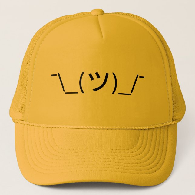 Shrug Emoticon ¯\_(ツ)_/¯ Japanese Kaomoji Trucker Hat (Front)
