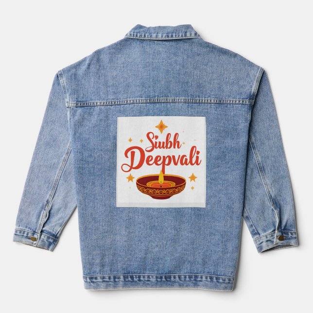 ✨ Shubh Deepavali | Traditional Diwali Rangoli | Denim Jacket (Back)