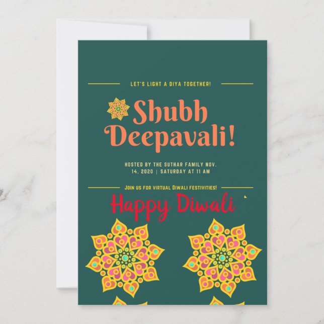 Shubh Deepawali Happy Diwali Invitation (Front)