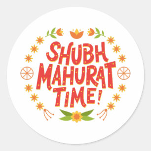 Shubh Mahurat desi indian wedding celebration Classic Round Sticker