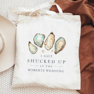 Shucked Up Coastal Oyster Wedding Favor Tote Bag