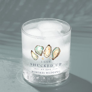 Shucked Up Coastal Oyster Wedding Favor Whiskey Glass