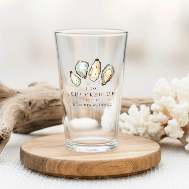 Shucked Up | Coastal Oyster Wedding Favour Glass (Creator Uploaded)