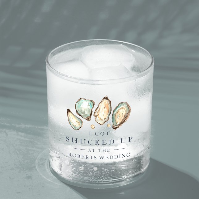 Shucked Up | Coastal Oyster Wedding Favour Whiskey Glass (Creator Uploaded)
