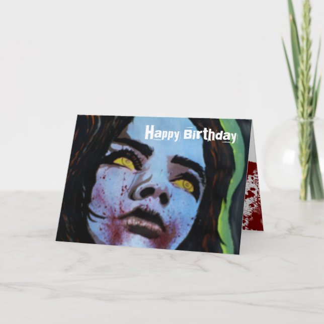 'Shudders Pass in the Night' (Zombie) Birthday Car Card (Front)