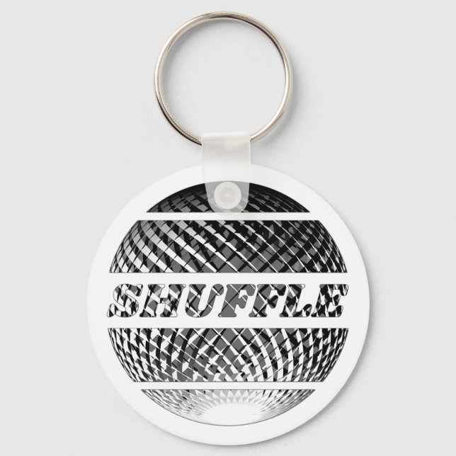 Shuffle dance disco ball in silver key ring (Front)