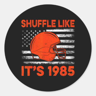 Shuffle Like 1985 Retro Football Helmet Fan Design Classic Round Sticker