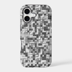Shuffled mini squares in tones of grey to clear