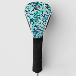 Shuffled small squares, tones of blue's greenish golf head cover