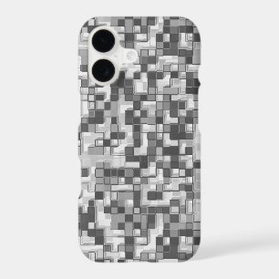 Shuffled small squares, tones of grey go to clear