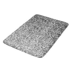 Shuffled small squares, tones of grey go to clear bath mat