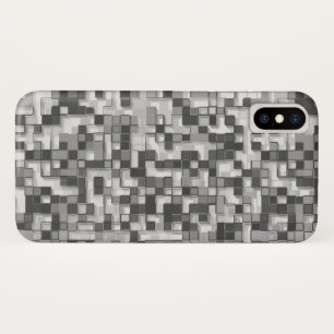 Shuffled small squares, tones of grey go to clear iPhone x case