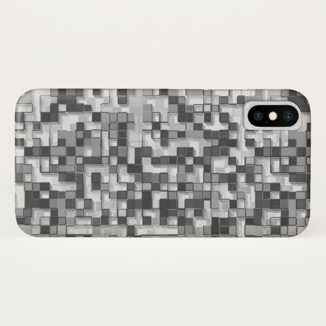 Shuffled small squares, tones of grey go to clear Case-Mate iPhone case (Back (Horizontal))