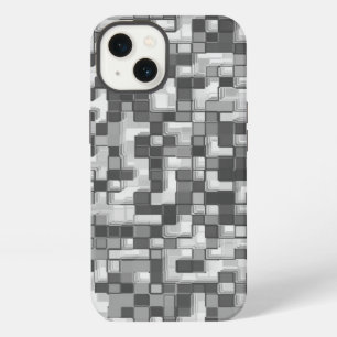 Shuffled small squares, tones of grey go to clear iPhone 13 case