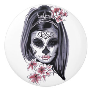 Shugar skull ceramic knob