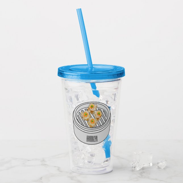 Shumai dim sum cartoon illustration acrylic tumbler (Front Ice)