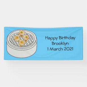 Shumai dim sum cartoon illustration banner