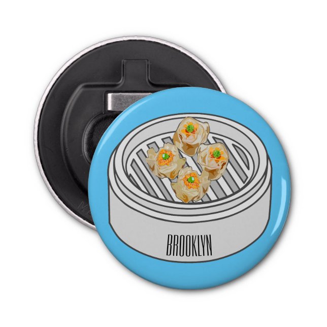Shumai dim sum cartoon illustration bottle opener (Front)