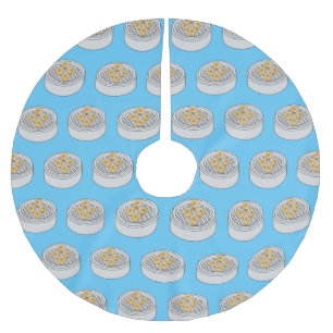 Shumai dim sum cartoon illustration brushed polyester tree skirt