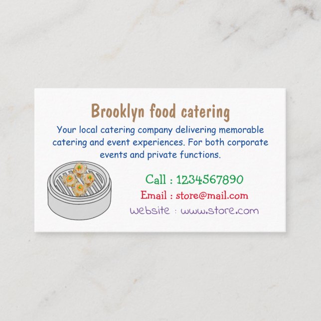 Shumai dim sum cartoon illustration business card (Front)